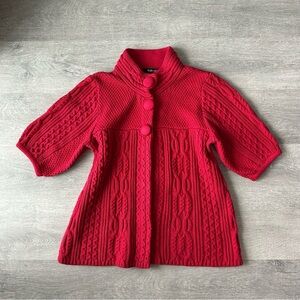 Y2K Style & Co. Red Cable Knit Cardigan Short Sleeve Babydoll
